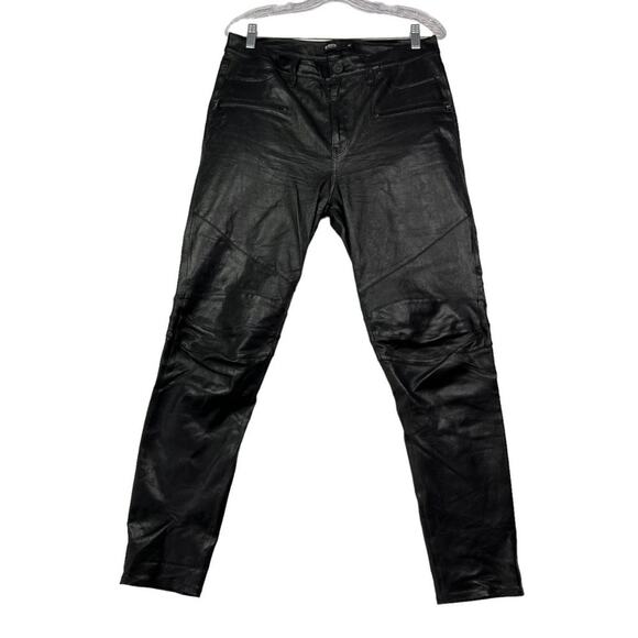Hudson Pant Women 30 Black Barbara Skinny Lamb Leather Moto Rider Biker Goth Emo - Picture 1 of 16